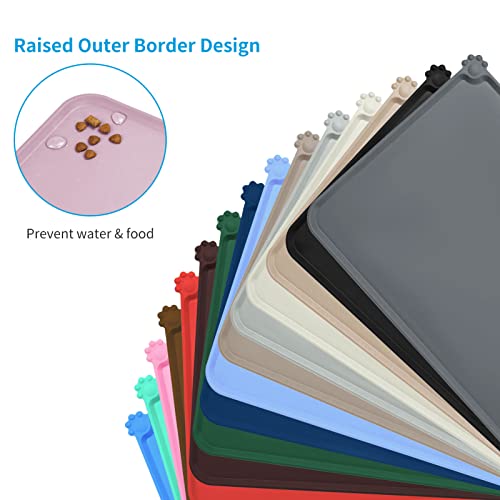 AUDWUD Silicone Waterproof Pet Feeding Mats,Anti Slip Bowl Pad,Dog Mat for Food and Water - color: Peach Pink, size: 18.5" x 11.5"