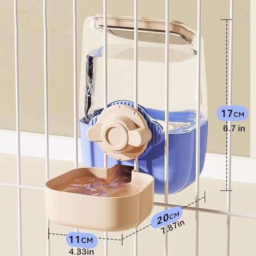 Pet Dog Cat Hanging Automatic Feeders Drinking Bowls, Auto Gravity Rabbits Feeder No Drip Water Set, Cage Pet Feeding Bowls Dispenser for Cats Dogs Puppy, Rabbit (Blue-Pink) - color: Blue-Pink