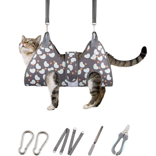 ATESON Dog Grooming Hammock for Small Dogs Cat, Dog Grooming Harness for Nail Trimming, Pet Grooming Hammock Sling for Cutting Nails with Nail Clippers, Nail File - size: XS for Cats & Tiny Dogs 20LB