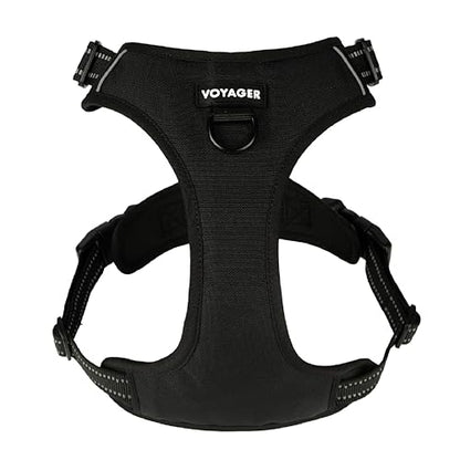Voyager Dog Harness Dual Leash Attachment No-Pull Control Adjustable Soft but Strong Pet Harness for Medium and Large Dogs with 3M Reflective Technology, Black Nylon, S (Chest: 16-20") - color: Black Nylon, size: S (Chest: 16 - 20")