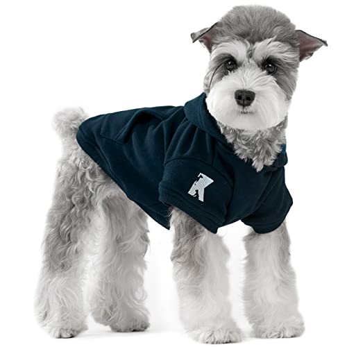 Koneseve Dog Hoodie Fleece Puppy Clothes Warm Sweater with Hat for Small Dogs Cat Hooded Shirt Kitten Pet Basic Hoodies Sweatshirt with Pocket Doggie Soft Winter Coat Apparel (Blue; S) - color: Blue, size: S-(2~7lb) | Chest(~13")