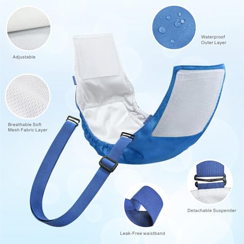 Idepet Belly Bands for Male Dogs with Suspender Detachable, 3 Pack Male Dog Belly Bands Washable Doggie Boy Diapers Reusable Male Pee Wraps for Small Medium Dog M - size: Medium