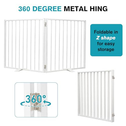 Snagle Paw Extra Wide Dog Gate,Free Standing Dog Fence with Door, Up to 52 Inch Wide Pet Gate with Support Feet for Stairs, Hallways, Doorways, Yard (White, 2 Panels) - size: Up to 52" W, 2 Panels, White