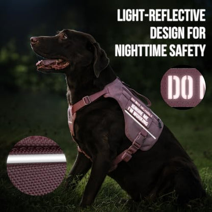 OneTigris Sentinel Pink Service Dog Vest with Patches, Reflective Lightweight Dog Harness for Medium Large Dogs (Pink, M: Neck 16-23", Chest 24-32") - color: Pink, size: M: Neck 16-23", Chest 24-32"