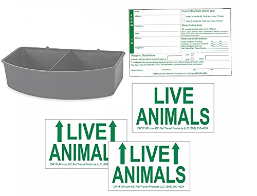 Kennel Travel Kit for Pets - Hook-On Dish & Live Animal Labels (Small) - size: Small (Pack of 1)