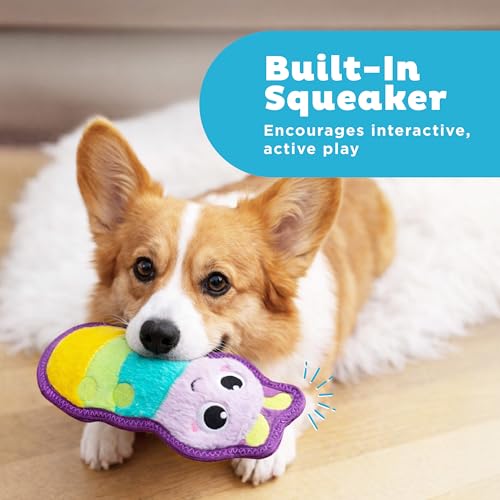 Outward Hound Tough Skinz Dog Toy, Durable Plush with 2X Lining, No Stuffing, Jumbo Squeaker, Caterpillar, 9.5" - color: Caterpillar Multi, size: Medium