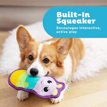 Outward Hound Tough Skinz Dog Toy, Durable Plush with 2X Lining, No Stuffing, Jumbo Squeaker, Caterpillar, 9.5" - color: Caterpillar Multi, size: Medium