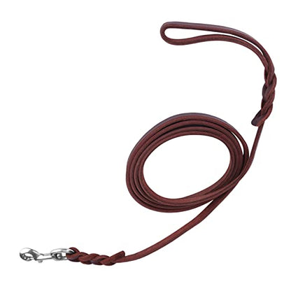 SUNGOOYUE Dog Lead Leash Leather Training Safety Rope 1.6m Padded Handle Lobster Clasp for Walking Running Hiking Medium Dogs (The Material Length is 1.5 Meters and the net) - size: The material length is 1.5 meters and the net