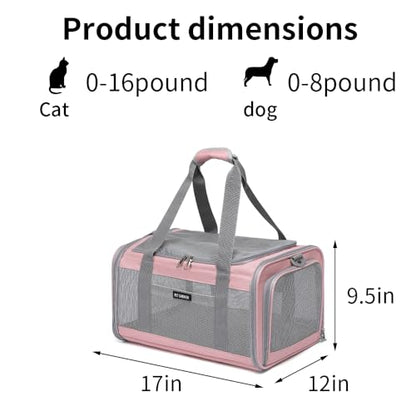 Airline Approved Pet Carrier for Cats and Small Dogs, Breathable and Collapsible Design, Portable Travel Bag for Bearded Dragon, Puppies Animal Hangbag, Rabbit Cage (Pink, Small) - color: pink
