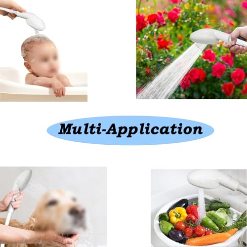 5m/16.4ft Sink Spray Rubber Hose Portable Faucet Sprayer Garden, Shampoo Sprayer Handheld Shower Head Spray Hose Attachment for Dog, Pets, Bathing Baby, Washing Hair, Rinsing Vegetables - color: White - 5m/16.4ft