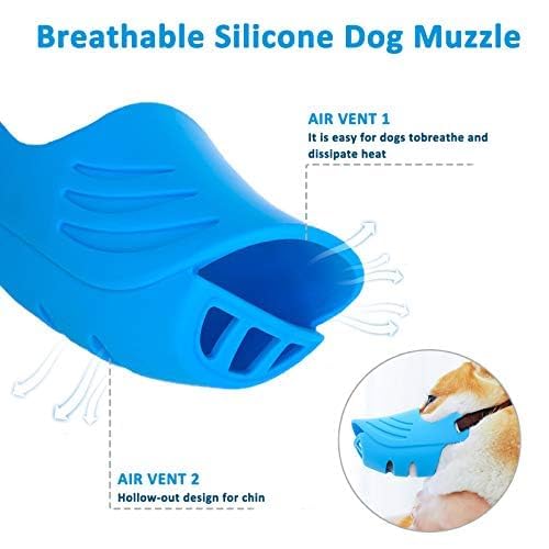 Dog Muzzle, Soft Duck Silicone Mouth Cover with Adjustable Strap for Small Medium Dogs, Best to Prevent Barking, Biting, and Chewing (XL, Blue) - color: Blue, size: XL