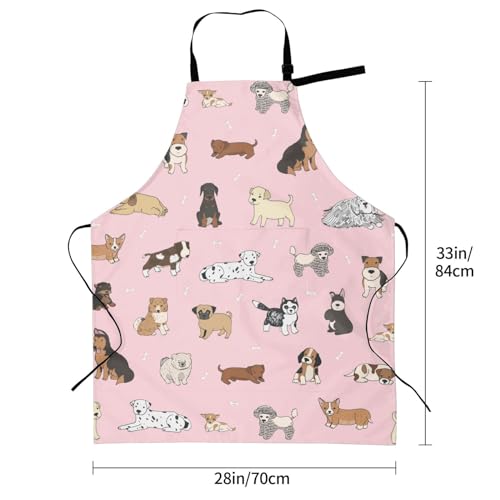 Perinsto Dog Cat Pets Cute Animals Waterproof Apron Bibs for Grooming Kitchen Cooking Baking Painting Gardening - color: Dog (Pink)