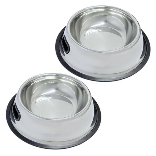 SHSlumex 2Packs Stainless Steel Pet Bowl with Anti-Skid Rubber Base for Small/Medium/Large Pet, Perfect Dish, Dogs Feeder and Water Choice Puppy Cat Kitten