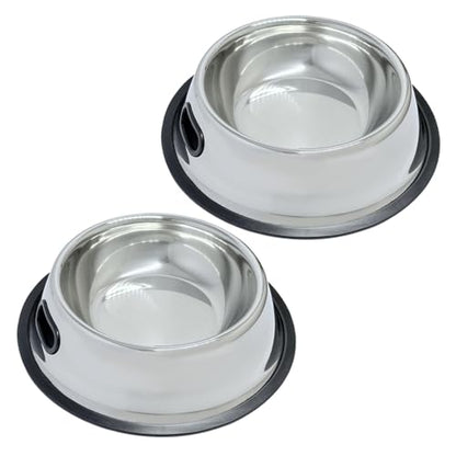 SHSlumex 2Packs Stainless Steel Pet Bowl with Anti-Skid Rubber Base for Small/Medium/Large Pet, Perfect Dish, Dogs Feeder and Water Choice Puppy Cat Kitten