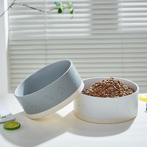 Oslo Ceramic Dog Bowl - 8'' Dog Food Water Bowl for Medium and Large Dogs, Heavy Duty Non-Slip Dog Dish, Modern Scandi-Style Stoneware Pet Feeder Bowl, Dishwasher Safe (70Oz, White) - size: 8 inch
