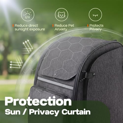 Premium Dog & Cat Carrier Backpack for Travel, Hiking & Vet Visits - Solid Durable Pet Backpack with Breathable Mesh, Safety Strap, Anti-Anxiety Curtain & Storage Pockets (Dark Gray) - color: Dark Gray