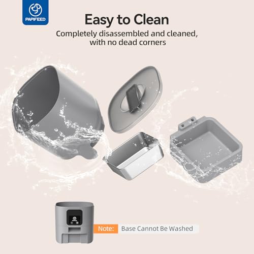 PAPIFEED Automatic Cat Feeder with App, 2.4G WiFi Cat Food Dispenser, 6L Timed Cat Feeders for Dry Food, 10 Meals/Day, 12 Portions/Meal, Dual Power Supply Smart Pet Feeder for Small Dog, Grey - color: Grey