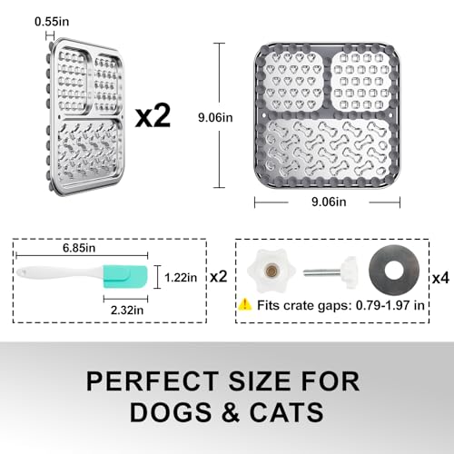 Kactoily 2-Pack Stainless Steel Lick Mat for Dogs and Cats, Large Slow Feeding Licking Pad with 46 Suction Cups, Peanut Butter Licking Pad for Boredom Reducer and Anxiety Relief - size: Large (2-Pack)
