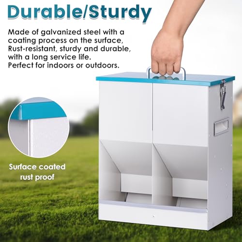 Automatic Cat Feeder for 2 Cat, 42cups/10L Automatic Pet Feeder for Dogs and Cats, Multiple Cats Feeder Outdoor Large Capacity Galvanized Steel Gravity Pet Dog Dry Food Dispenser (10L)