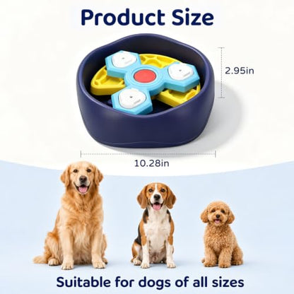 Slow Feeder Dog Bowls with Removable Puzzle Inserts, 3-Layer Interactive Dog Puzzle Feeder, Non-Slip Base Slow Feeder & Lick Bowl for Medium & Large Breeds (Yellow) - color: Yellow