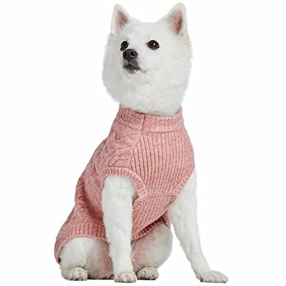 Blueberry Pet Classic Knit Dog Sweater, Pullover Crew-Neck Christmas Style in Pink, Back Length 14”, Cozy Winter Wear - color: Rainbow Pink, Crew-neck, size: 14 inch