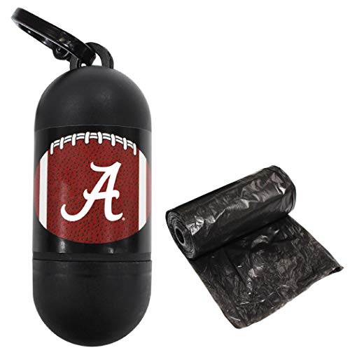 NCAA ALABAMA CRIMSON TIDE Durable LICENSED Poop Bag Dispenser & Leash Clip with 15 Premium Dog Waste Bags - color: Alabama Crimson Tide, size: 1 Count (Pack of 1)