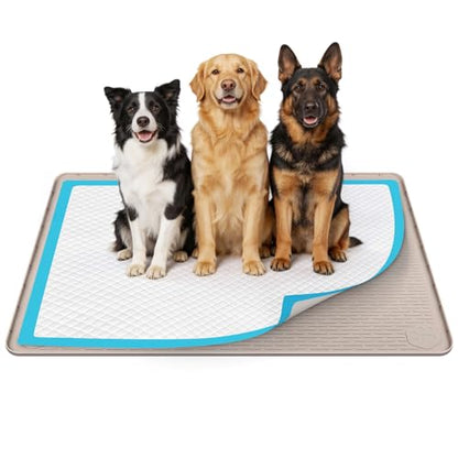 57" x40" Pee Pad Holder for Dogs Puppy Pad Holder Extra Large Silicone Pee Tray for Dog Training Floor Protection Raised Edge Dog Potty Tray, No Pee Pads(Khaki) - color: 57" X40" Khaki