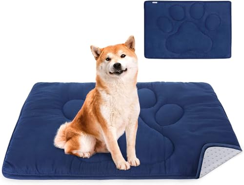 Coldwind Dog Crate Pad(23"x 36"),Washable Crate Mat with Anti-Slip Bottom, Dog Mats for Sleeping, Breathable Kennel Pad,Dark Colored to Hide Stains, Navy - color: Navy, size: Large (23" x 36")