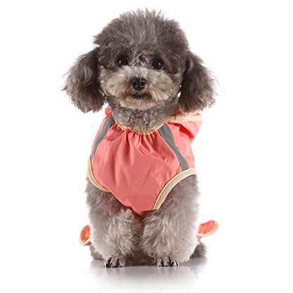 Dog Raincoat Breathable Reflective Stripe Lightweight Hooded Pet Rain Jacket for Small Medium Large Dogs Polyester Durable Outdoor Walking (XL) - size: XL