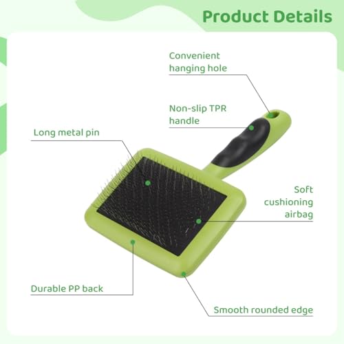 Extra Long Pin Dog Slicker Brush, Firm Grooming & Dematting Brush, Comfortable Hair Removal Tool For Long, Thick Coats