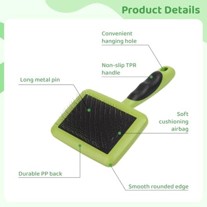Extra Long Pin Dog Slicker Brush, Firm Grooming & Dematting Brush, Comfortable Hair Removal Tool For Long, Thick Coats