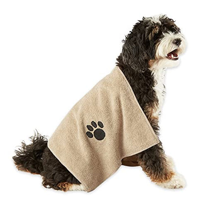 Bone Dry Pet Grooming Towel Collection Absorbent Microfiber Drying Set, 15x30", Embroidered Taupe, 3 Count - color: Taupe, size: 15x30"
