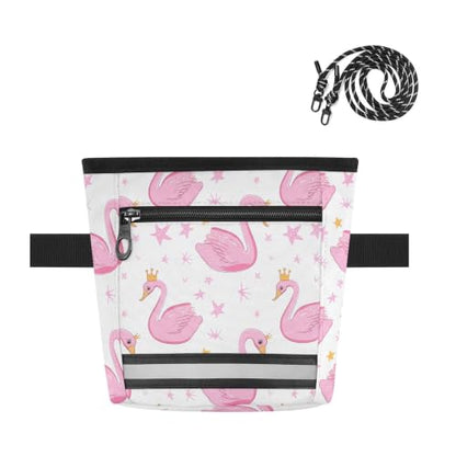 Flamingos Water-Resistant Dog Treat Pouch, 3 Ways to Wear Treat Bag with Magnetic Closure & Reflective Strip, Hands-Free for Pet Training, Walking