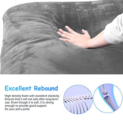 Magic Dog Super Comfy Dog Bed for Large Dogs, 47" Extra Large Washable Dog Bed with Removable Cover, Anti-Slip Bottom & High-Density Foam, Jumbo Size XL Dog Mattress - color: Grey, size: 47.0"L x 39.0"W x 5.0"Th