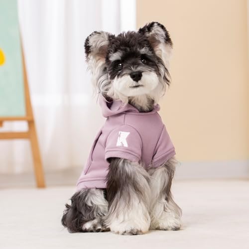 Koneseve Dog Hoodie & Cat Sweater, Warm Fleece Hooded Sweatshirt with Pocket for Small to Large Pets, Cozy Winter Outfit, Purple, S - color: Purple, size: S-(2~7lb) | Chest(~13")