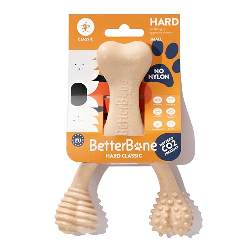 BetterBone - Hard Density - Ideal for Strong to Aggressive Chewers - All-Natural, Nylon-Free Dog Chew Toys - Non-Toxic, Promotes Dental Health, Splinter-Resistant, Sustainably Made - size: Small