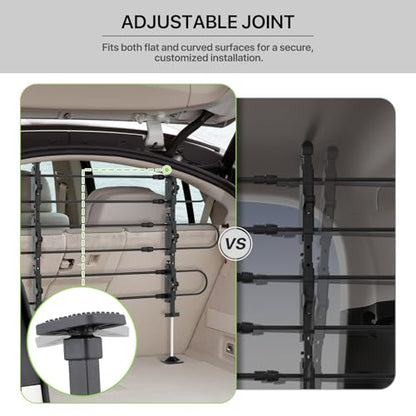 Magshion Adjustable Dog Barrier, Pet Gate Vehicle Back Seat Divider Universal for SUVs, Cars, Trucks & Minivans, 34''-60'' Wide, 30''-50'' Tall, Strong Metal Tubing & Easy Install, Black
