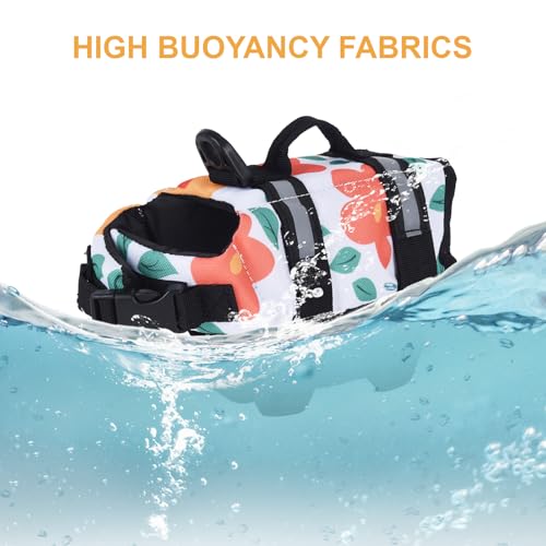 Teacup Dog Life Jacket, XXS Dog Life Jacket, Patterned Surface Elastic Adjustment Puppy Life Jackets for Small Dogs with Safety Pom Buckle, Small Dog & Cat Life Jackets 3-9 Lbs