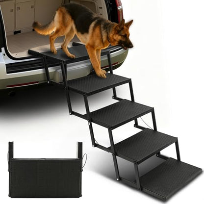 Dog Steps for Car and Truck,25.6" H Foldable Dog Stairs for Large Dogs, Lightweight Pet Stairs Supports Up to 350 lbs, 5 Steps