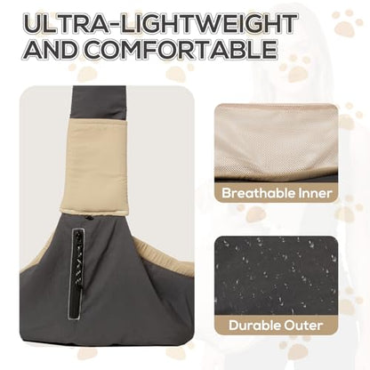 Dog Carrier Sling for Small Dogs/Cats Up to 15 lbs - Multi-Pocket Oxford Pet Sling Carrier Bag with Adjustable Strap (Black) - color: Black