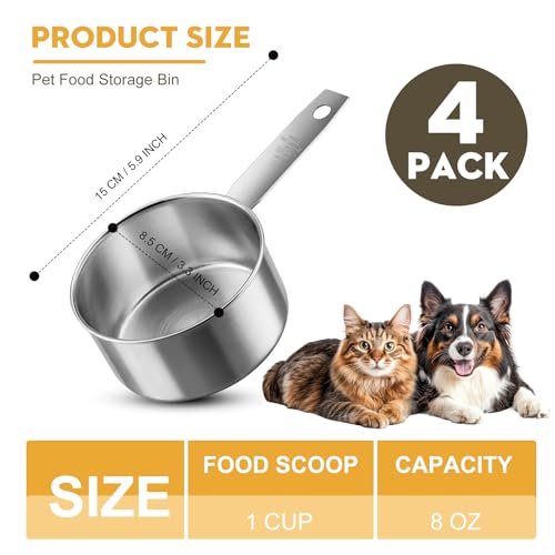4Pcs 1 Cup Measuring Cup,Stainless Steel Measure Cups Metal Scoops for Wet and Dry Ingredients, Great Kitchen Gadgets for Cooking (1 Cup) - size: 1 Cup