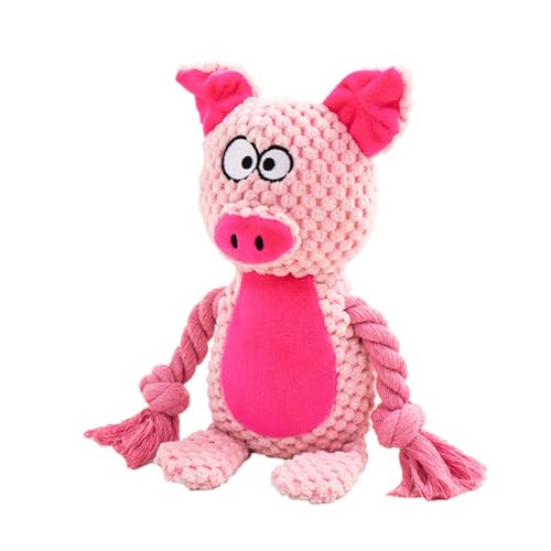Dog Toys, Dog Squeaker Toys with Crinkle Paper, Stuffed Animal Dog Plush Chewing Toy, Cotton Rope Interactive Toys for Puppy, Small, Middle Dogs (Pink Pig) - color: Pink
