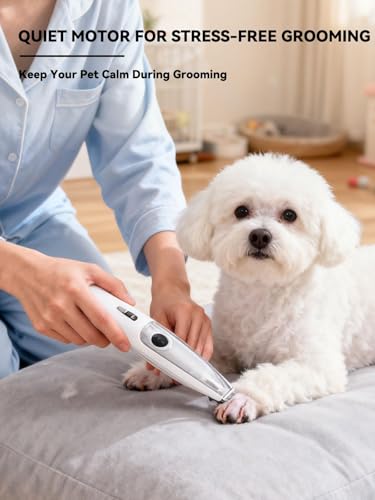 Dog Paw Trimmer, Low Noise Dog Paw Hair Trimmer with LED Light & Vacuum Suction, Precision Pet Micro Trimmers Tool for Paws, Ears, Eyes & Face, Washable Blade, 2-Speed Rechargeable