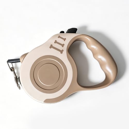 GLOGLOW Retractable Dog Leash 5m Automatic Locking Nylon Rope Free One Button Brake for Small Medium Dogs Outdoor Walking (Brown)