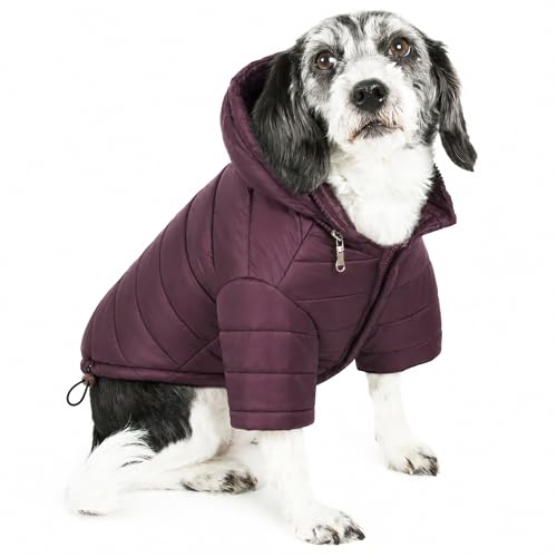 Pet Life ® Sporty Avalanche Lightweight Adjustable Folding Fall and Winter Dog Coat Jacket with Concealed Zippered Pop-Out Hood - color: Brown, size: Medium