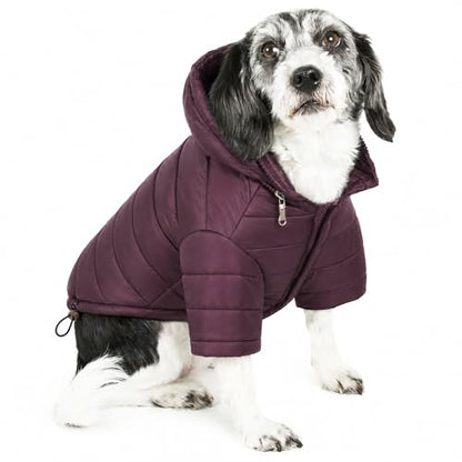 Pet Life ® Sporty Avalanche Lightweight Adjustable Folding Fall and Winter Dog Coat Jacket with Concealed Zippered Pop-Out Hood - color: Brown, size: Small
