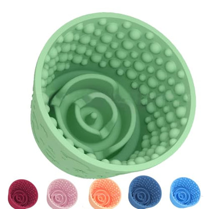 Dog Lick Bowl,Anxiety Relief Non-Slip Silicone Treat Bowl,Durable Anti-Choking Long-Lasting Enrichment Slow Feeder Licking Mat for Small Medium Large Breed,Freezable BPA Free Silicone Dishwasher Safe - color: Green, size: S-M