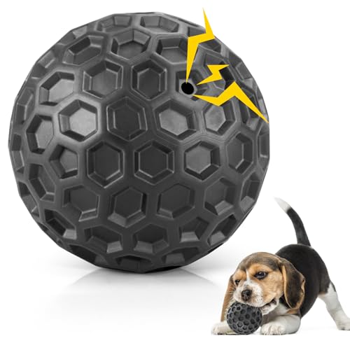 DISSKNIC Indestructible Squeaky Dog Balls Puppy Toys, Interactive Dog Toys for Small Dogs, Puppy Chew Toys for Teething and Relax, Dogs Chew Toy Balls Small Toys for Small Breed - color: Black, size: Small