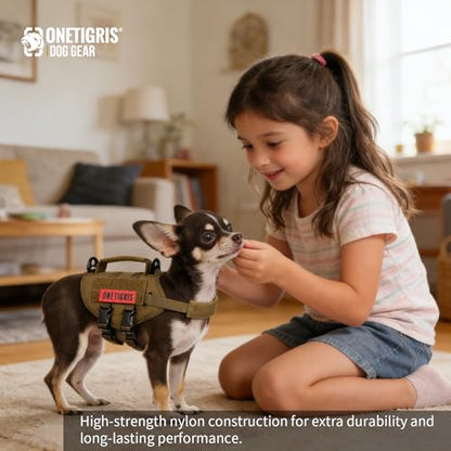 Tactical Dog Harness, Milltary Dog Vest with Durable Vertical Handle for XXS Puppy Dog Brown - color: Brown, size: XX-Small