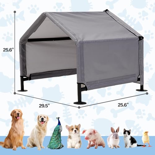 Dog Tent Shade Shelter Outdoor for Small Medium Dogs, Waterproof Sun Protection Pet House for Dogs, Small Animals and Livestock, Pet Canopy with Upgraded Doors and Ground Nails 29.5 * 25.6 inches